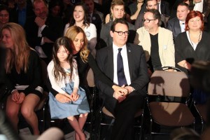 Pierre Karl Péladeau before delivering his delivery speech